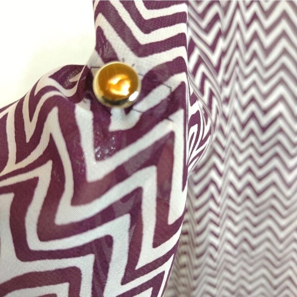 Dress Barn Roll-tab Striped Layered Tunic Blouse Purple and White size Small - Picture 5 of 16